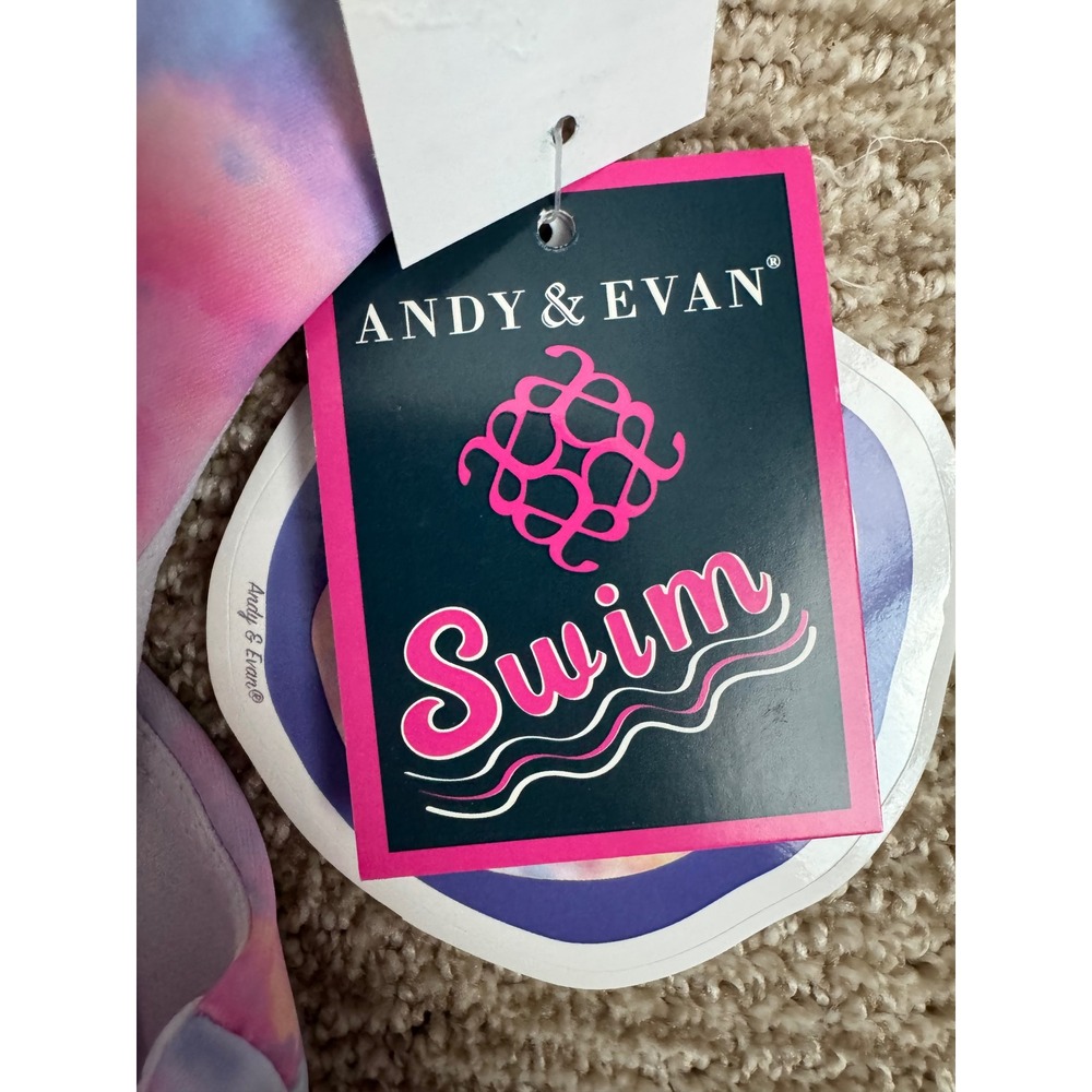 Andy & Evan Swim Girls One Piece Swimsuit Pink Swirl UPF 50+ L (12/14) NWT - Picture 6 of 7